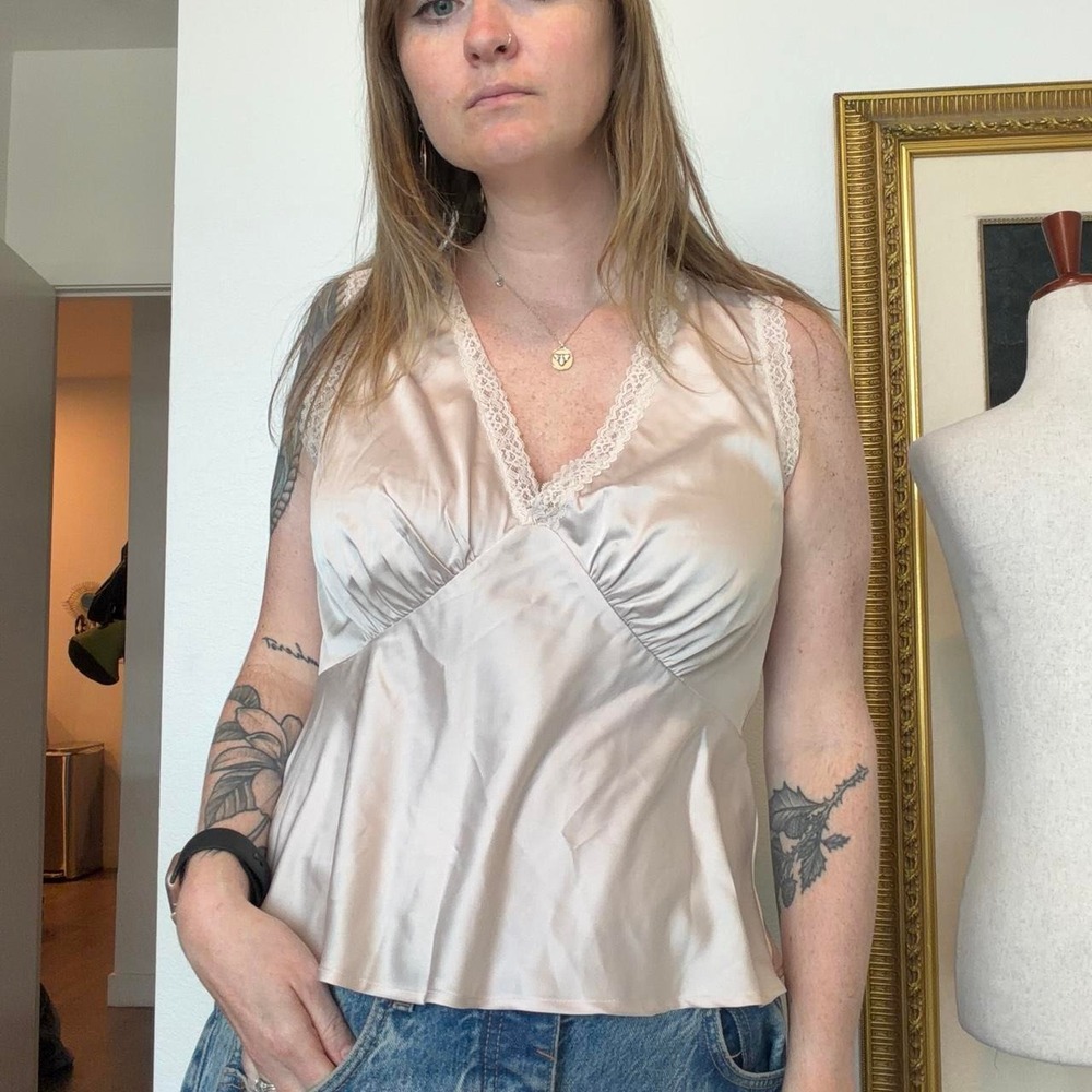 Romantic WAYF Satin Lace Trim Cami